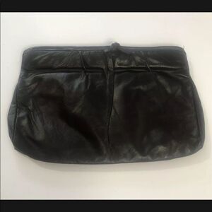 Dark brown Faux Leather pop open And Close clutch 11x7.5” classic vintage prop